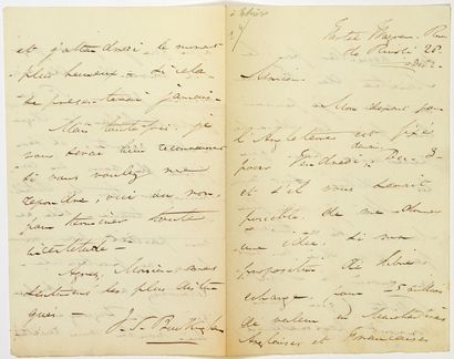 null James Silk BUCKINGHAM, Voyageur Anglais. (1786 – 1855). Lettre autographe signée...