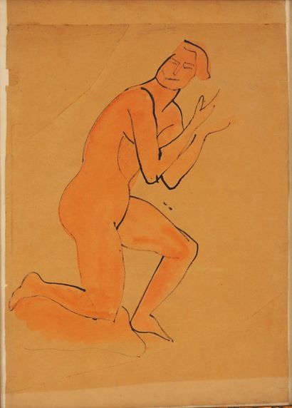 null Auguste Rodin (1840-1917), d’après

Etude de nu féminin 

Lavis d’encre et aquarelle...