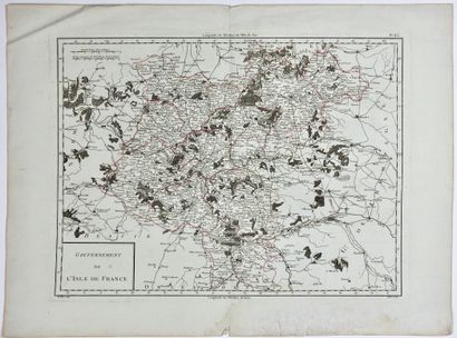 null Carte XIXe « Gouvernement de l’ILE DE FRANCE. » par Tardieu (c. 1842) (40 x...