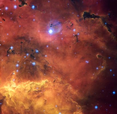 NASA NASA. LARGE FORMAT. The HUBBLE telescope has captured a colorful star-forming...