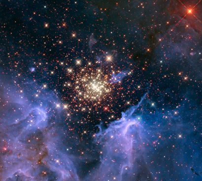 NASA NASA. LARGE FORMAT. The HUBBLE telescope photographed a fantastic cluster of...