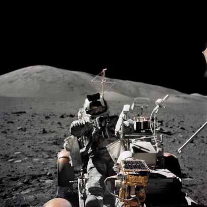 NASA Nasa. LARGE FORMAT. Science astronaut Harrison H. Schmitt is pictured sitting...