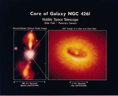 NASA Nasa. HUBBLE telescope. The giant elliptical galaxy NGC 4261 is one of the 12...