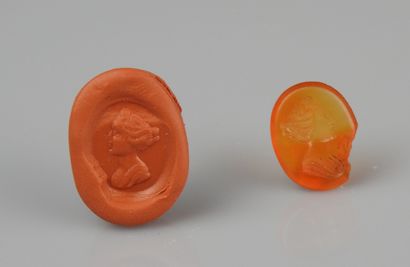 null Intaglio representing a female character

Carnelian 1.3 cm chips

Probably ...