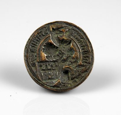 null Superb seal with handle representing a unicorn surmounted by a character holding...