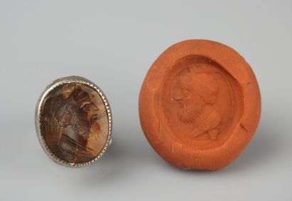 Seal with an antique decoration of a bearded...