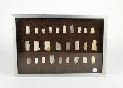 Museum display plate with slides and microliths...