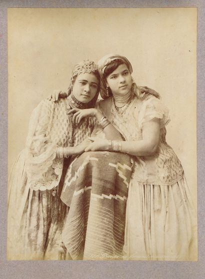  ALGERIA: 2 original photographs, albumen prints circa 1880 (18 x 24 mounted on cardboard),...