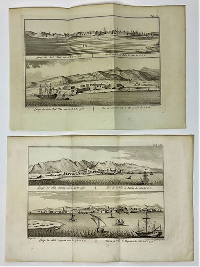  ARABIA XVIII° : Set of 4 engraved panorama plates from Carsten Nieburhr's " Voyage...