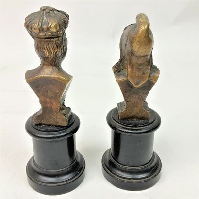 null POLITICAL BRONZE - "John who laughs and John who cries", pair of small patinated...