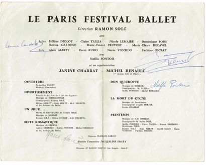 null DANCE - "Le Paris Festival Ballet", Années 70, program (4 p) signed by Marie-Claire...