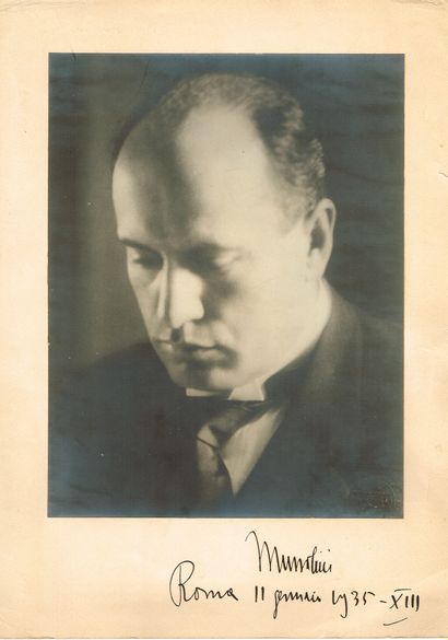  Benito MUSSOLINI : original official photograph (26 x 36 cm) of 1935 (facsimile...