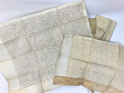 null CHARTES - LILLE: Set of 23 charters on vellum, 15th to 17th century concerning...