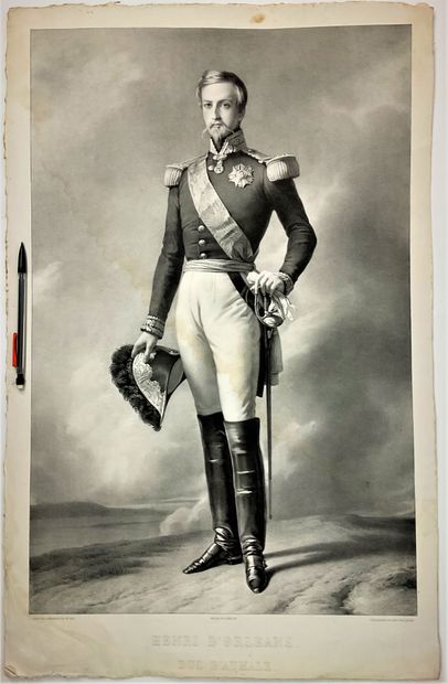 null Henri d'ORLEANS Duc d'Aumale : large lithograph by Léon Noël in 1844, Imprimerie...