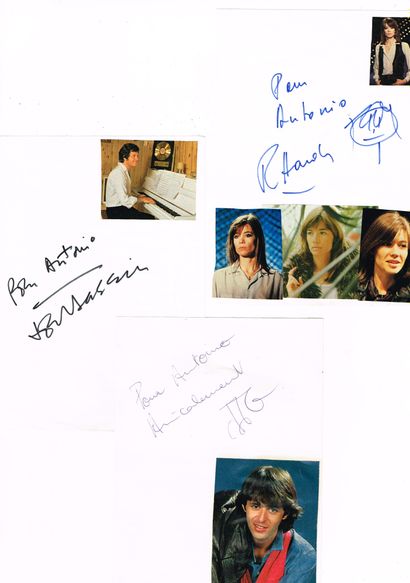 null VARIETE FRANCAISE : ensemble de 3 autographes vintage Années 70 de chanteurs :...