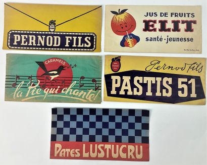  TOUR DE France - ADVERTISING : Set of 5 advertising caps from the 60's : Elit fruit...