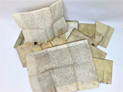 CHARTES - LILLE: Set of 23 charters on vellum,...
