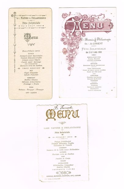 null FRANC-MACONNERIE - LORIENT (56): set of 6 menus at the beginning of XX° of the...