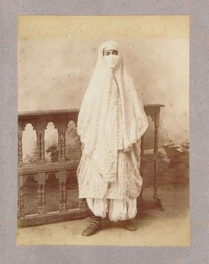  ALGERIA: 2 original photographs, albumen prints circa 1880 (18 x 24 mounted on cardboard),...
