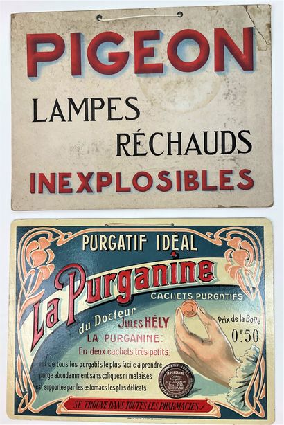 null PUBLICITE – Cartons publicitaires vintage « La Purgatine du Docteur Jules Hély »...
