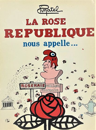 null [François MITTERRAND] – Pierre PINATEL, dessinateur de presse : « La rose République...