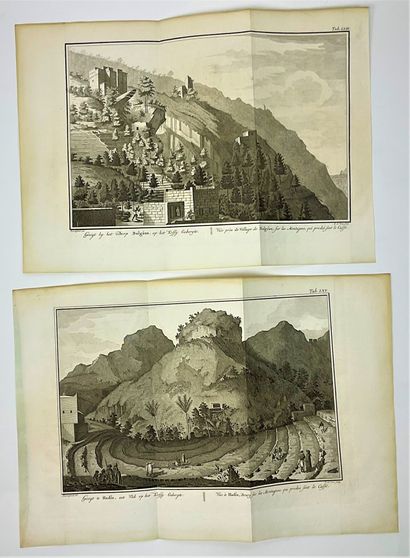  ARABIA XVIII° : Set of 4 engraved panorama plates from Carsten Nieburhr's " Voyage...