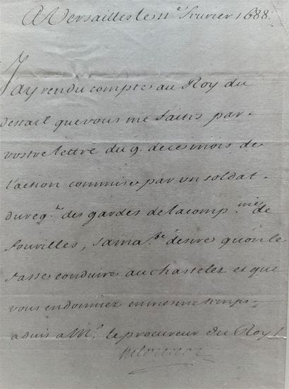 null LETTRE DE CACHET signée de LOUVOIS, Ministre de Louis XIV (Marquis François...