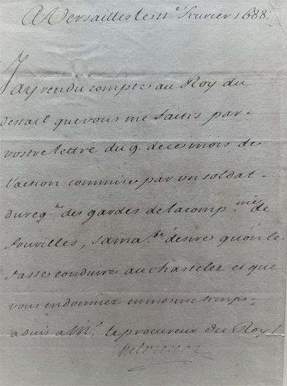 null LETTER FROM LOUVOIS, Minister of Louis XIV (Marquis François Michel Letellier...