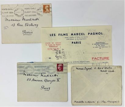 null Marcel PAGNOL (1895-1974), playwright and filmmaker: set of 2 autograph envelopes,...