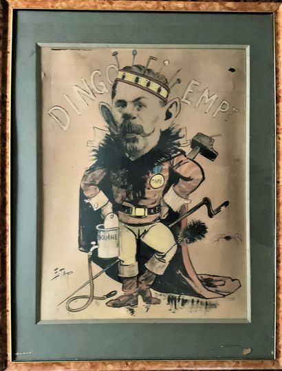 null [NAPOLEON III] - "Dingo Emperor", large portrait-charge of Napoleon II (as Badinguet)...