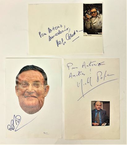  TELEVISION : set of 3 vintage autographs from the 70's : Roger COUDERC, Michel POLAC...