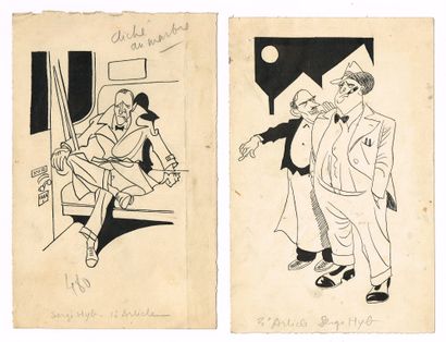 null Press cartoons - Paul FERJAC (1900-1979), press cartoonist : Set of 6 original...
