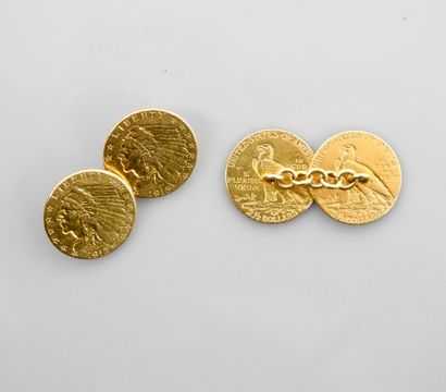 null Cufflinks in yellow gold, 750 MM, engraved, weight: 18,1gr. gross.