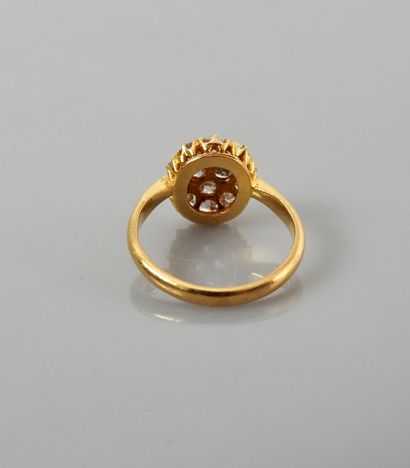 null Ring two gold, 750 MM, covered with yellow and white diamonds, size: 49, weight:...