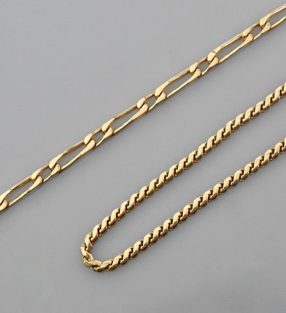 null Bracelet d'or jaune, 750 MM, longueur 20 cm, on y joint bracelet et gondole...