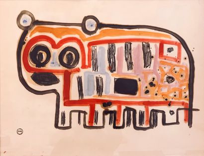 Albert CHUBAC(19252008) 
L'Ours, circa 1960
Aquarelle et crayon gras sur papier
Porte...
