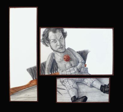 NALL HOLLIS (né en 1948) Self-portrait with scissors, 1979
Montage of three drawings...