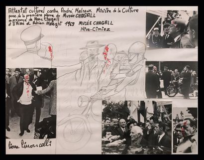 Pierre PINONCELLI (1929-2021) Attentat culturel contre Malraux, Nice, 1969
Crayon,...