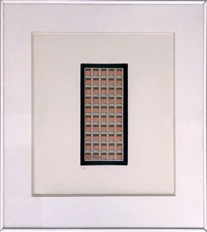 ARMAN (1928-2005) Accumulation de timbres (armoiries d'Amiens, 1962)
Collage sur...