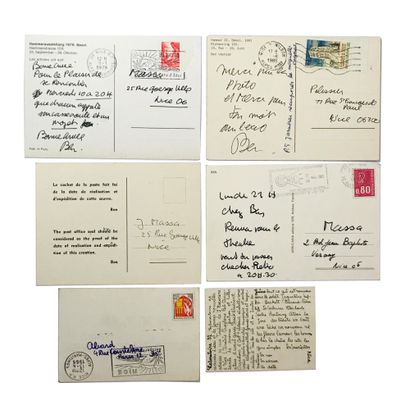 BEN VAUTIER (1935) Lot comprenant six invitations et/ou cartes postales expédiées...