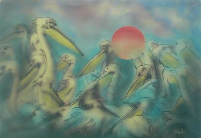 GUIDO (1946-1995) 
The Council of Pelicans, 1982



Oil on canvas signed



50 x...