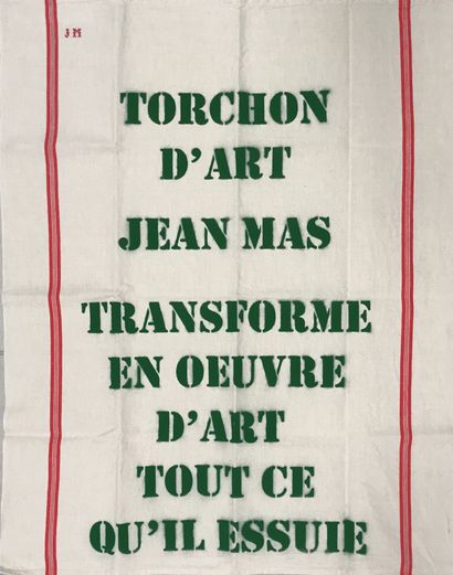 Jean MAS (né en 1946) Torchon d'art
Torchon brodé aux initiales de l'artiste, inscription...