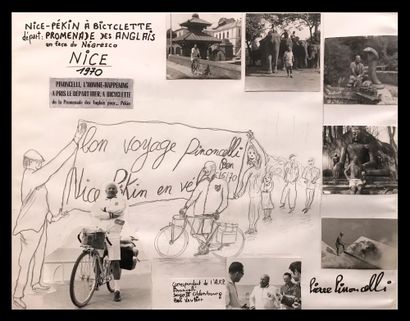 Pierre PINONCELLI (19292021) Nice-Pékin à Bicyclette, départ de la Promenade des...