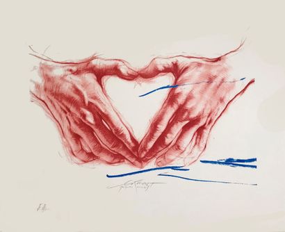 Ernest PIGNON-ERNEST (Né en 1942) The Heart Formed with Hands, 2005
Original serigraph...