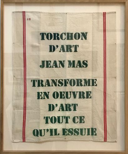 Jean MAS (né en 1946) Art tea towel
Tea towel embroidered with the artist's initials,...