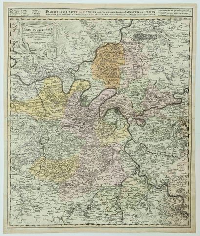 null MAP XVIII OF PARIS AND THE PARIS REGION: "Agri Parisiensis Tabula paricularis..."...