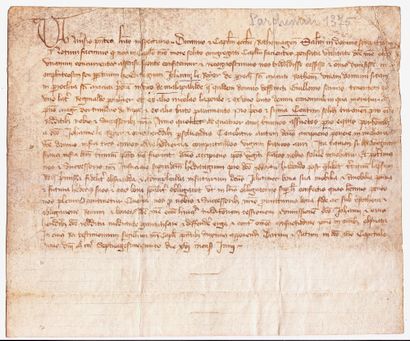 null SEINE-MARITIME. 1375. CHURCH OF ROUEN (76). Parchment (19,5 x 23 cm): Deed in...