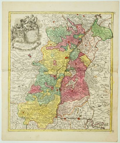 18th century MAP of upper and lower ALSACE....