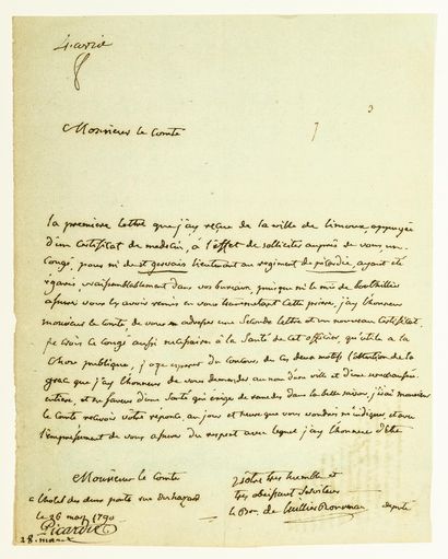 null AUDE. 1790. LUILLIER DE ROUVENAC (Adrien, baron de) né en 1729 à Rouvenac (Aude)....