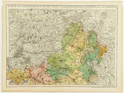 null XVIIIth MAP: "Map of CHAMPAGNE and the neighbouring countries where we see the...